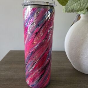 Pink and Silver Swirl Tumbler